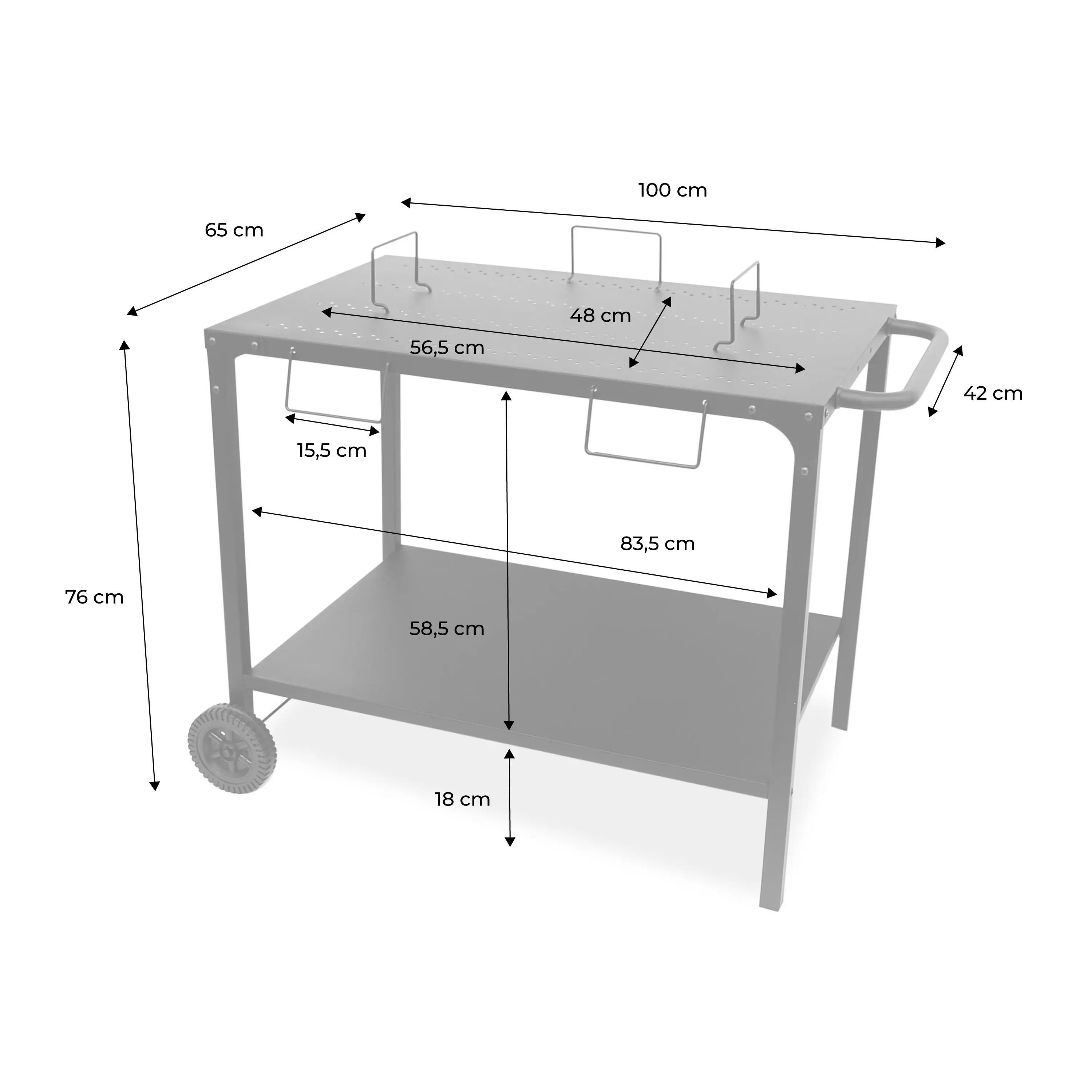 Desserte plancha modulable acier