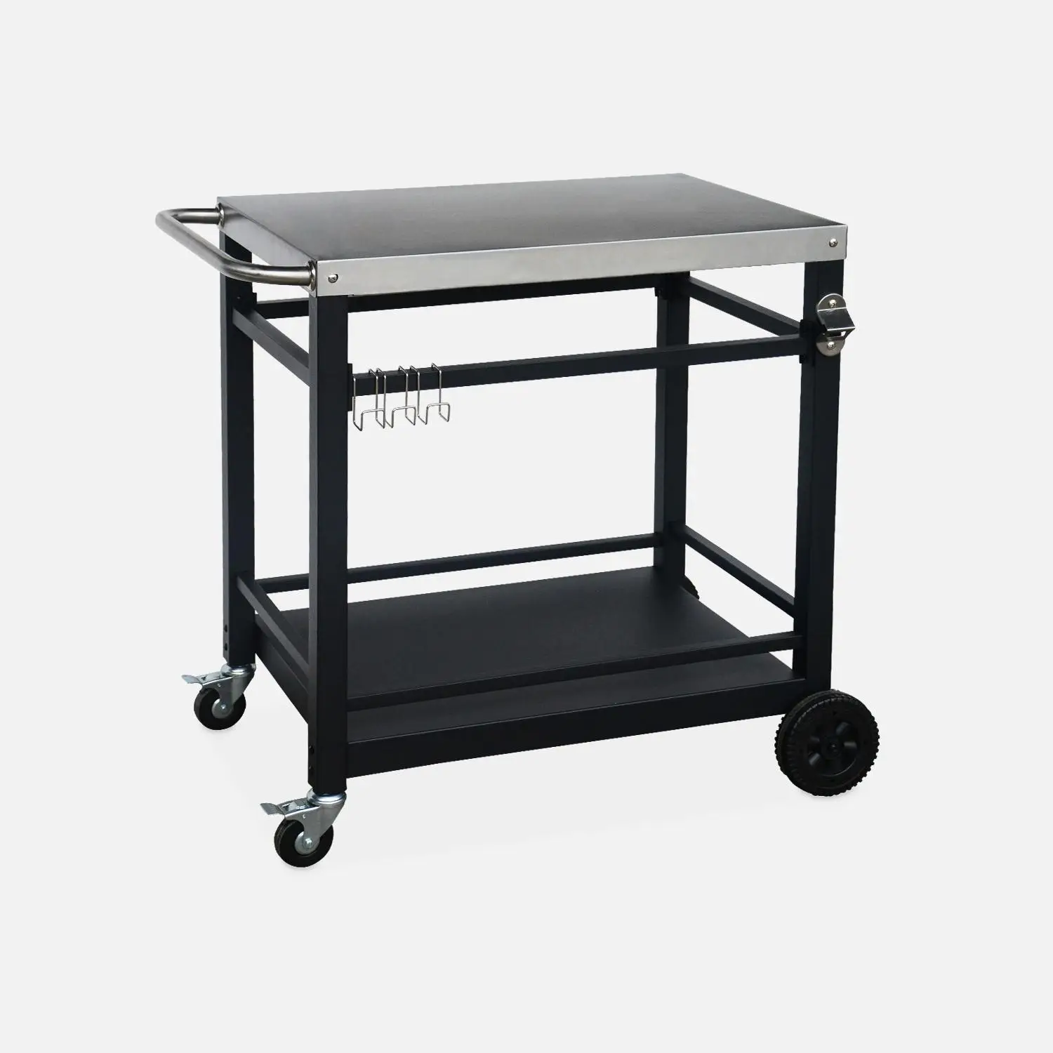 Desserte de barbecue acier 88cm avec roues et poignée