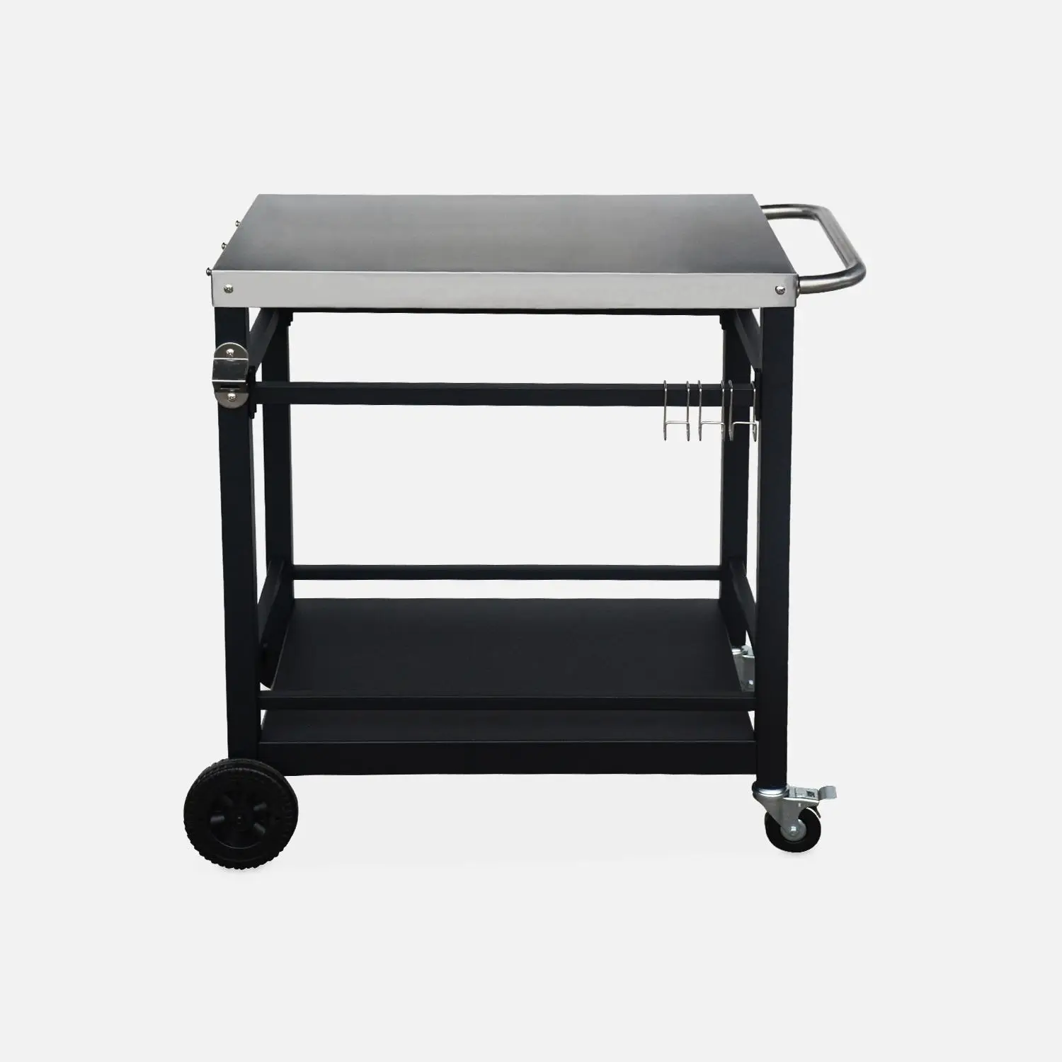 Desserte de barbecue acier 88cm avec roues et poignée
