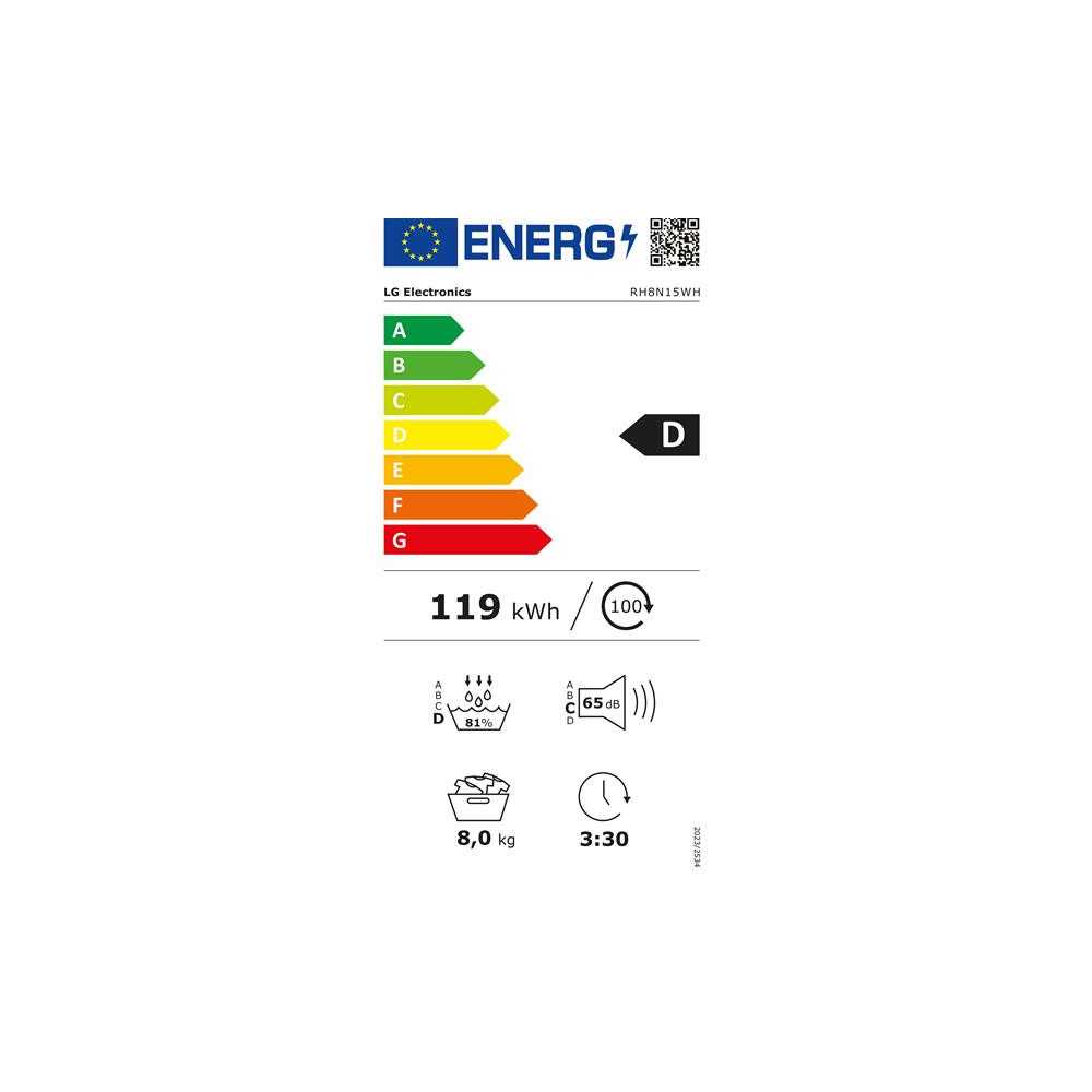 Sèche-linge frontal LG RH8N15WH
