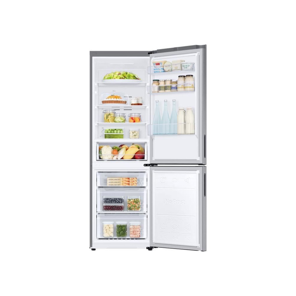 Réfrigérateur combiné - SAMSUNG - RB33B610ESA - No Frost - 344 L - Classe E - 59,5 x 65,8 x 185,3 cm - Gris métal