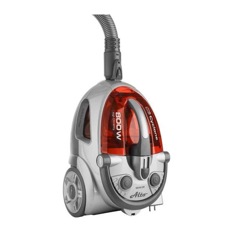 Aspirateur sans sac - SENCOR - SVC 730RD-EUE2 - Moteur ECO 800 W - 76 dBA - 1,5 L - Systeme Cyclone - Argent / Rouge