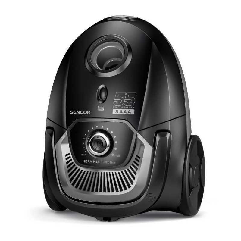 Aspirateur traîneau avec sac - SENCOR - SVC 5501BK - Moteur ECO 700 W - 75 dBA - 2 L - Filtre HEPA H13 - Noir