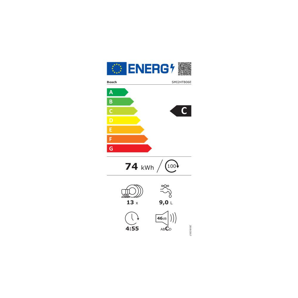 Lave-vaisselle encastrable avec bandeau 60 cm, SER2, Classe énergie C, BOSCH - SMI2HTB06E