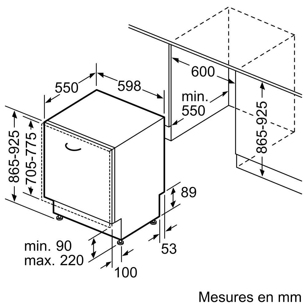 Lave-vaisselle tout intégré 60 cm SIEMENS SX63HX16CE