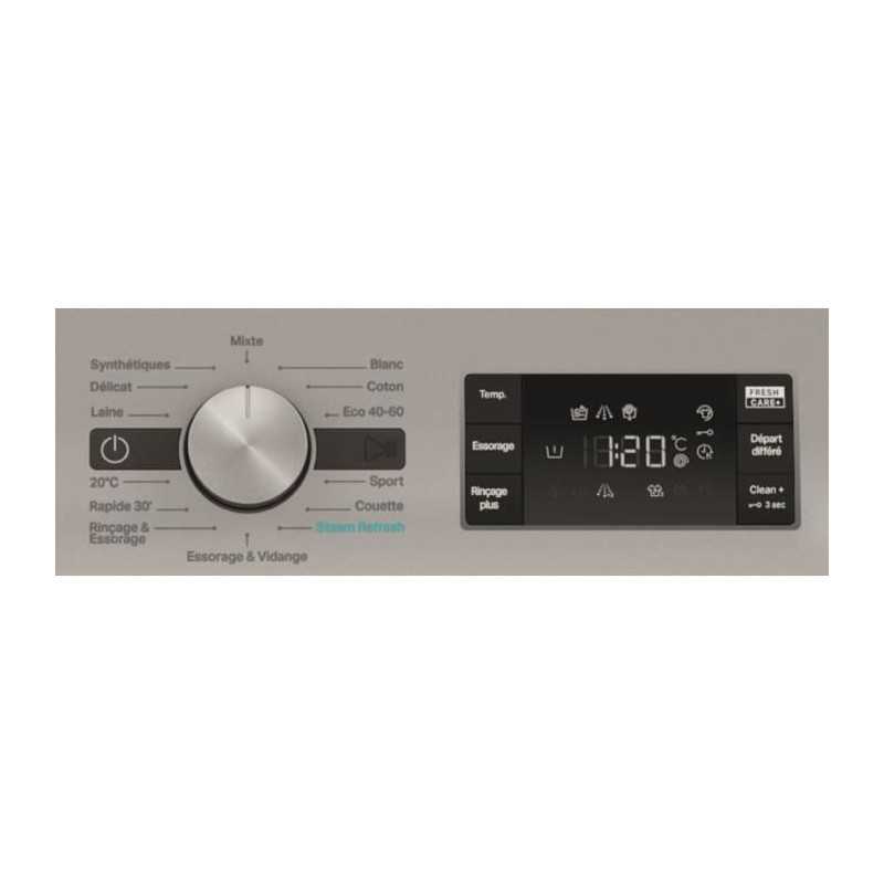 Lave-linge hublot WHIRLPOOL FFBP10489SBSVFR - 10 kg - Induction - L60cm - 1400 trs/min - Silver