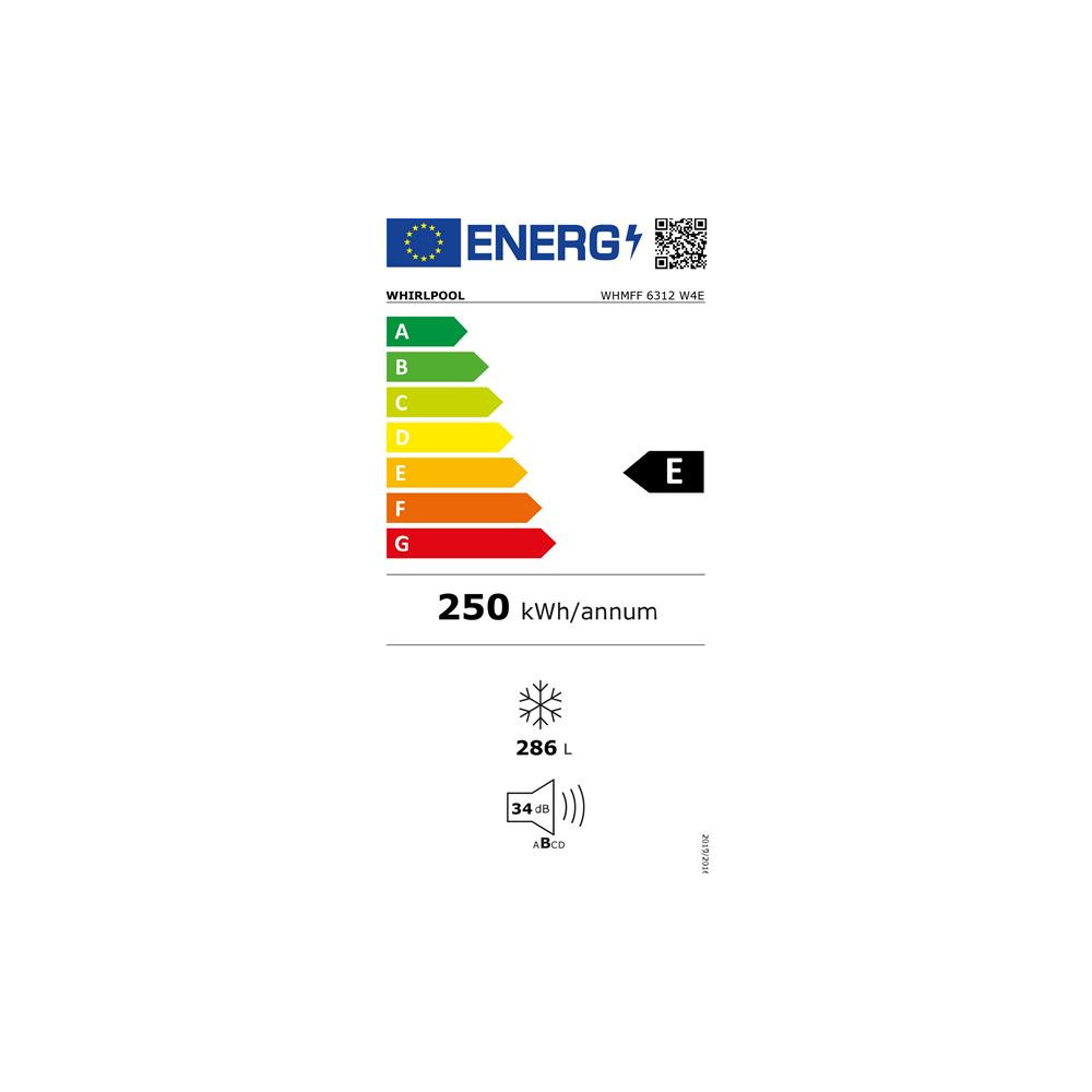 Congélateur vertical, 186,5*59,5 cm - Blanc - Classe E - No Frost - 34 WHIRLPOOL - WHMFF6312W4E